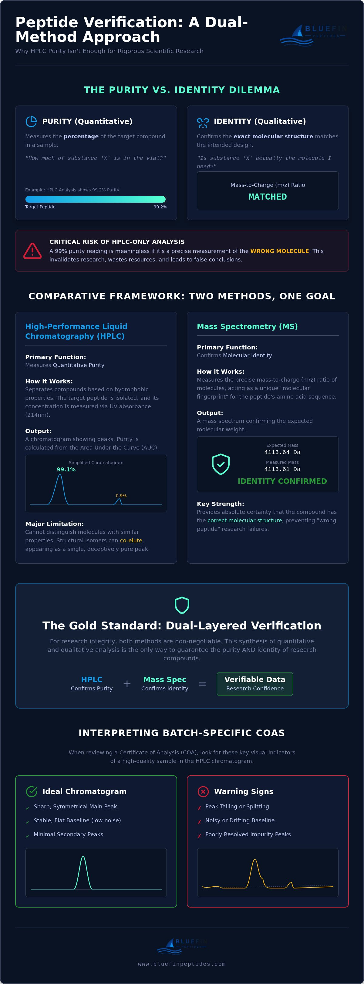 Verifying Peptide Purity: HPLC vs. Mass Spectrometry in Laboratory Research infographic