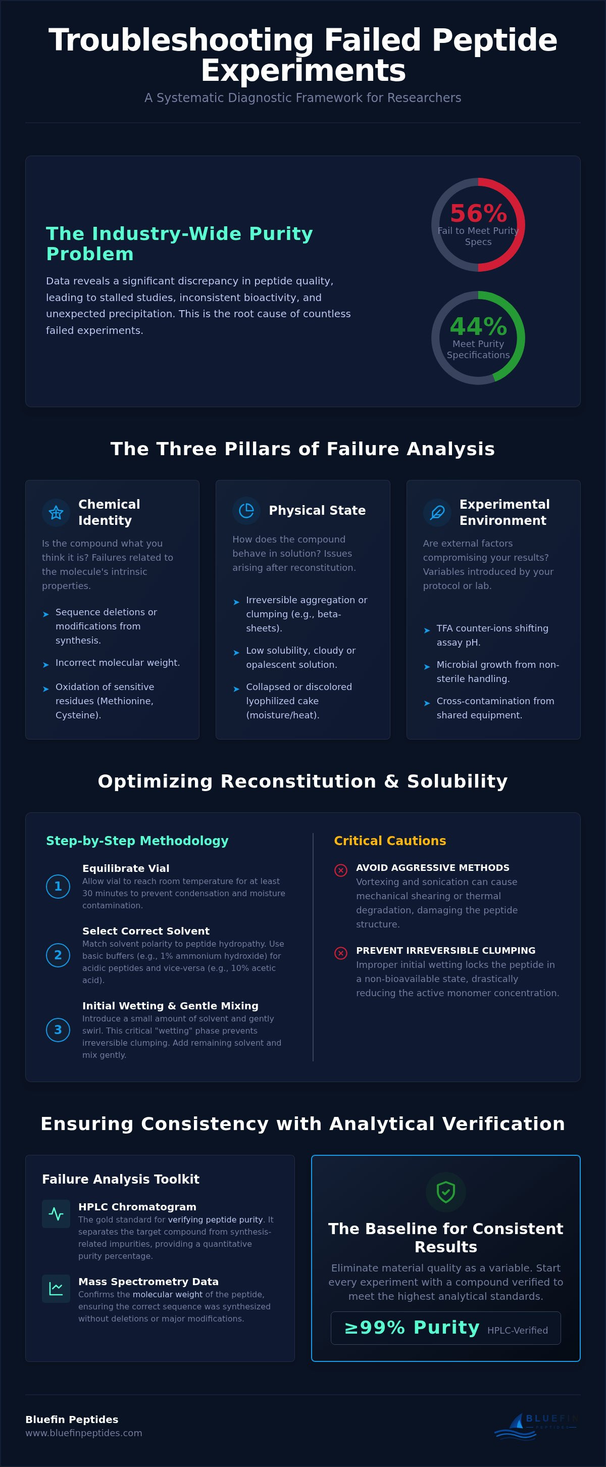 Troubleshooting Failed Peptide Experiments: A Systematic Analytical Approach infographic